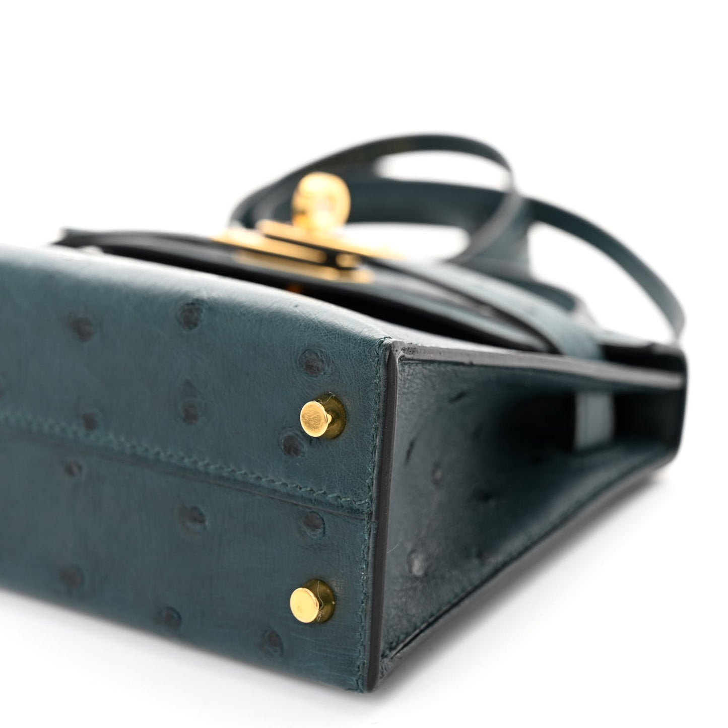 Ostrich Kelly Sellier Mini 20 Vert Cypress