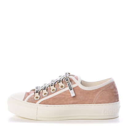 Christian Dior Velvet Walk'N'Dior Low Top Sneakers 35.5 Nude 1 of 8