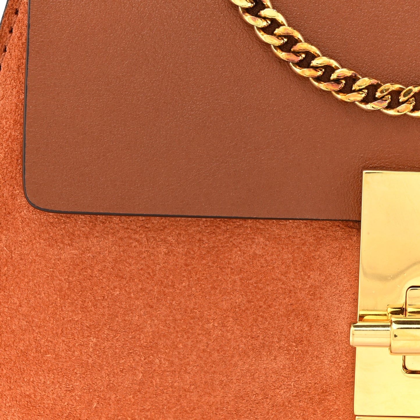 Suede Smooth Calfskin Mini Drew Shoulder Bag Tobacco