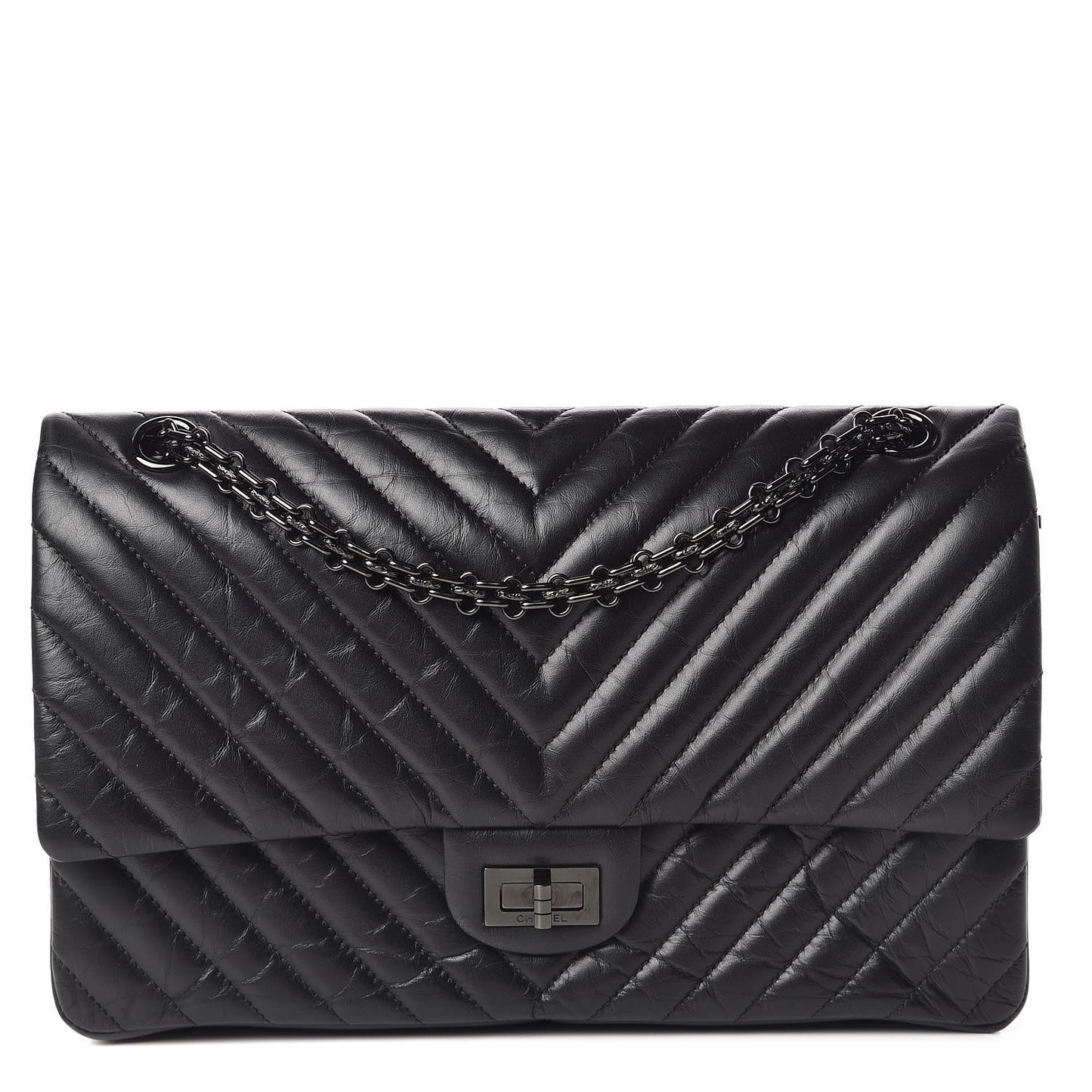Aged Calfskin Chevron Quilted 2.55 Reissue 226 So Black