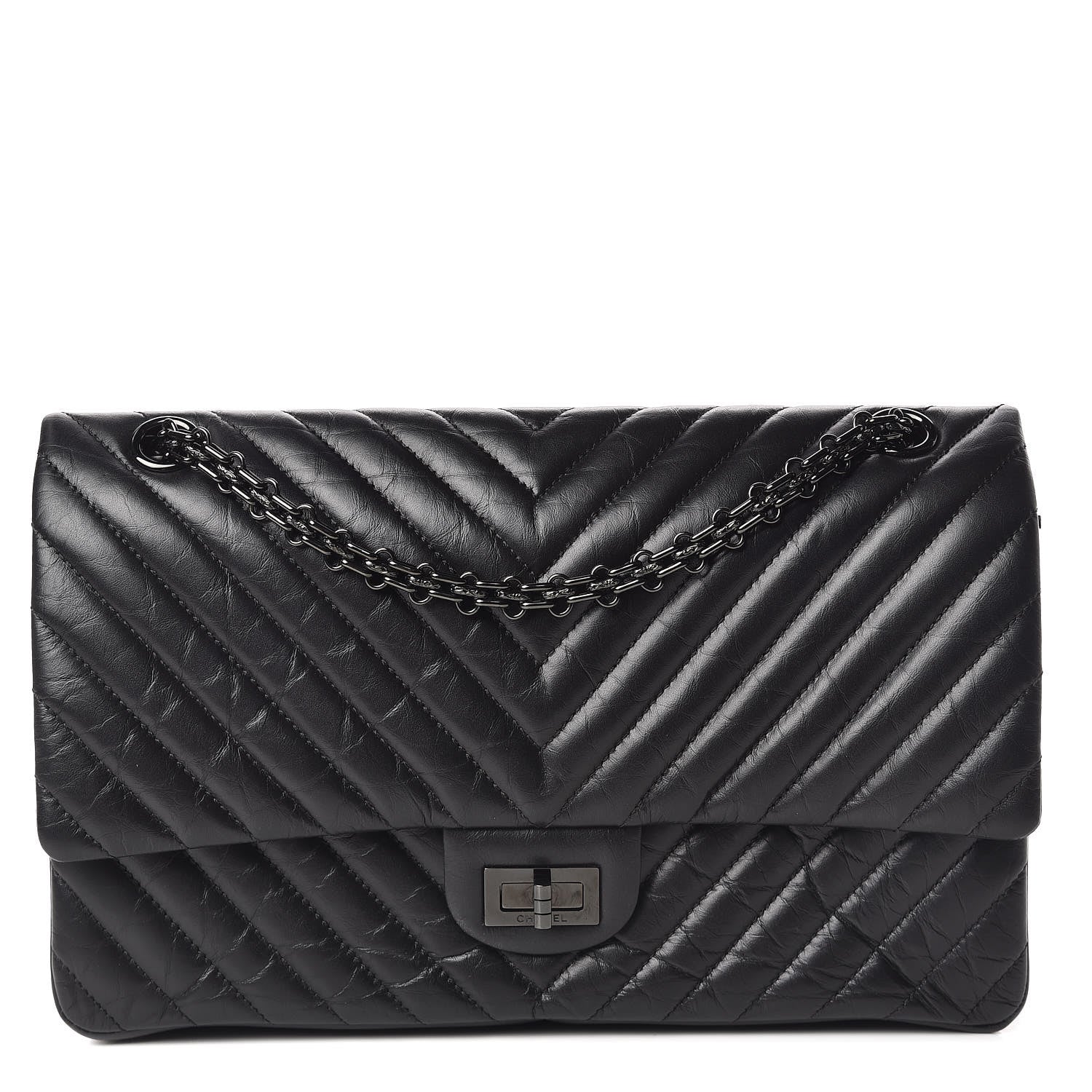 Chanel Aged Calfskin Chevron Quilted 2.55 Reissue 226 So Black 1 of 11
