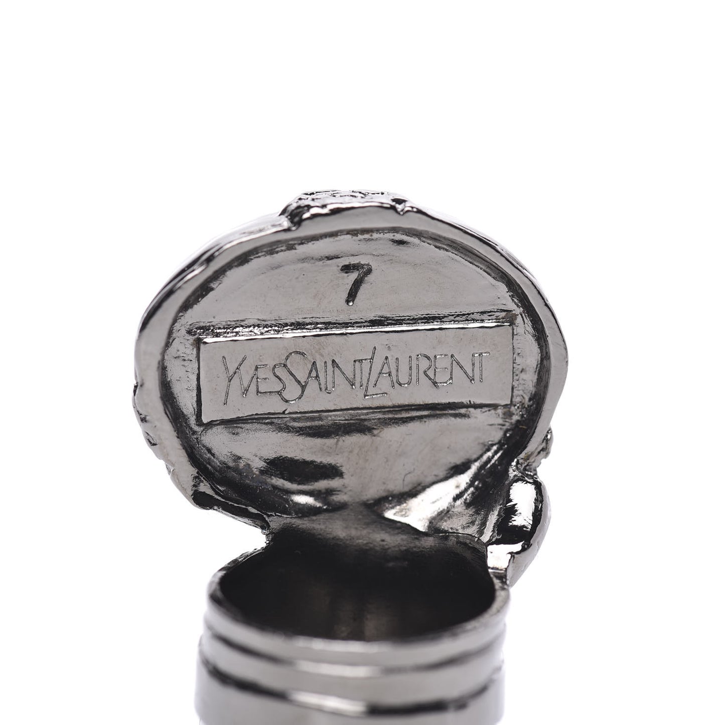 Glass Cabochon Arty Ovale Ring 7 Gunmetal Black