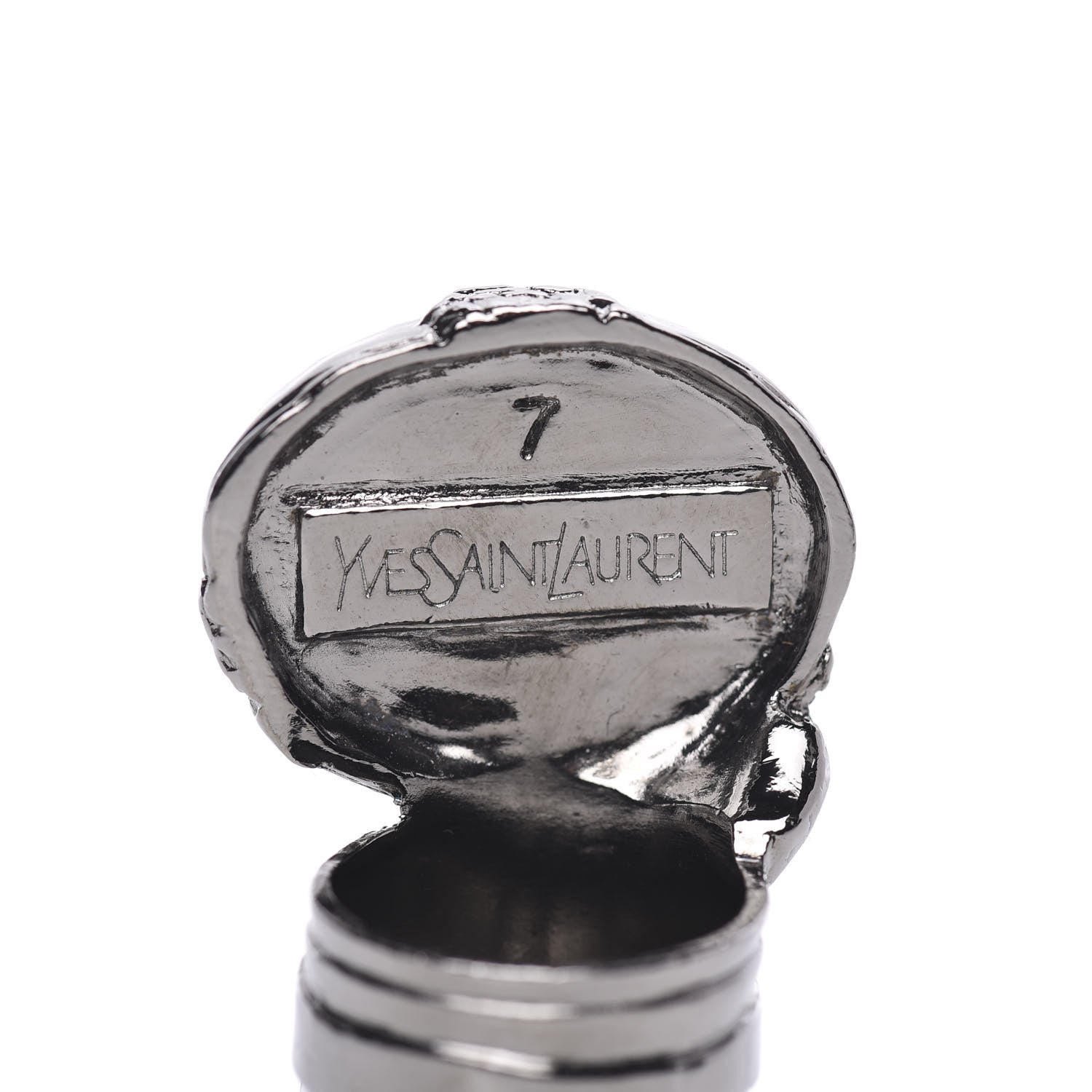 Saint Laurent Glass Cabochon Arty Ovale Ring 7 Gunmetal Black 4 of 4