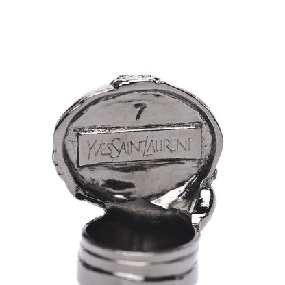 Saint Laurent Glass Cabochon Arty Ovale Ring 7 Gunmetal Black 4 of 4