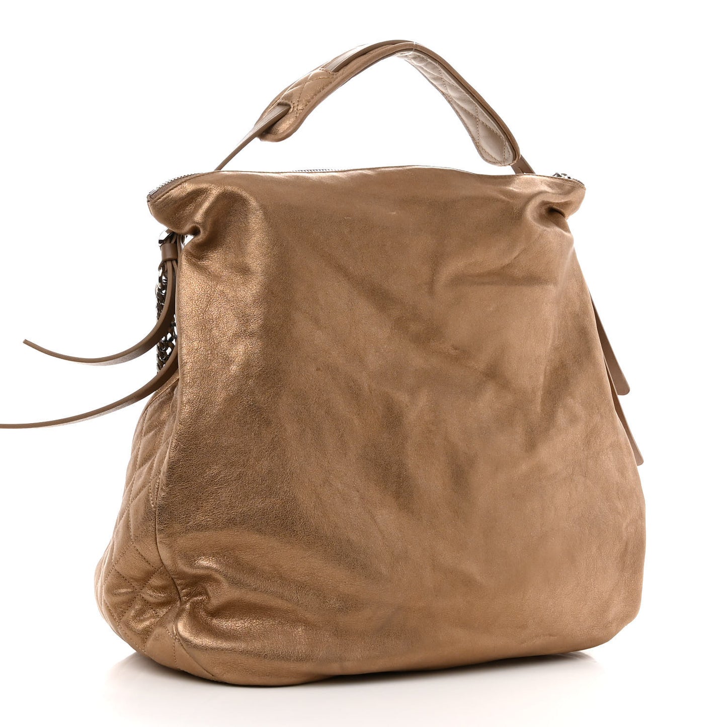 Metallic Shimmer Lambskin Biker Boho Gold