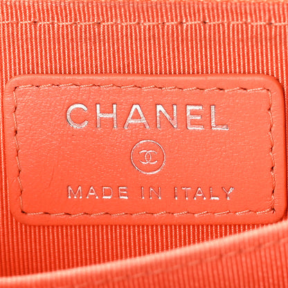 Chanel Lambskin Quilted Zip Around Coin Purse Wallet Coral 6 of 9