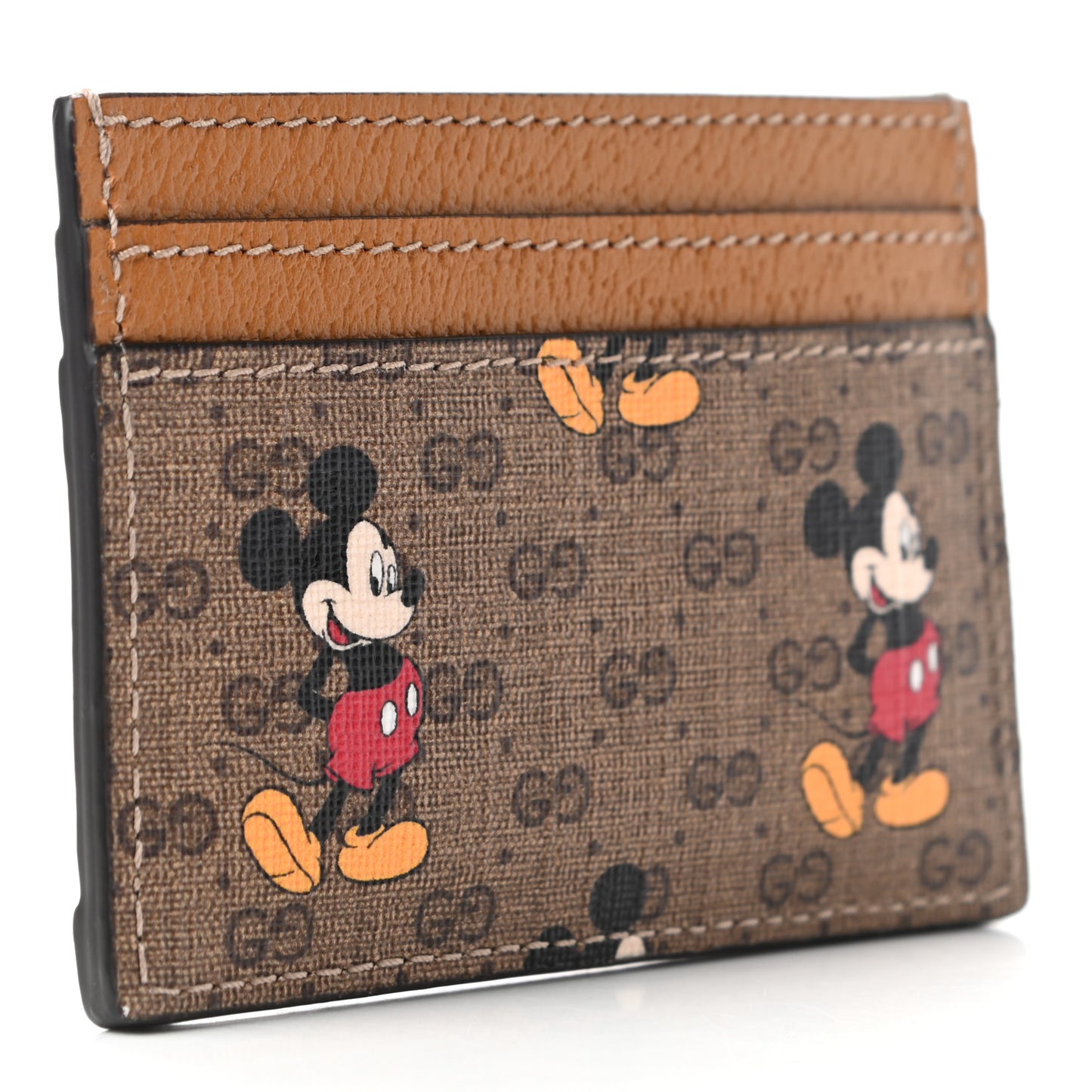X DISNEY Mini Vintage GG Supreme Monogram Mickey Mouse Card Holder Beige Vintage Sun Oil