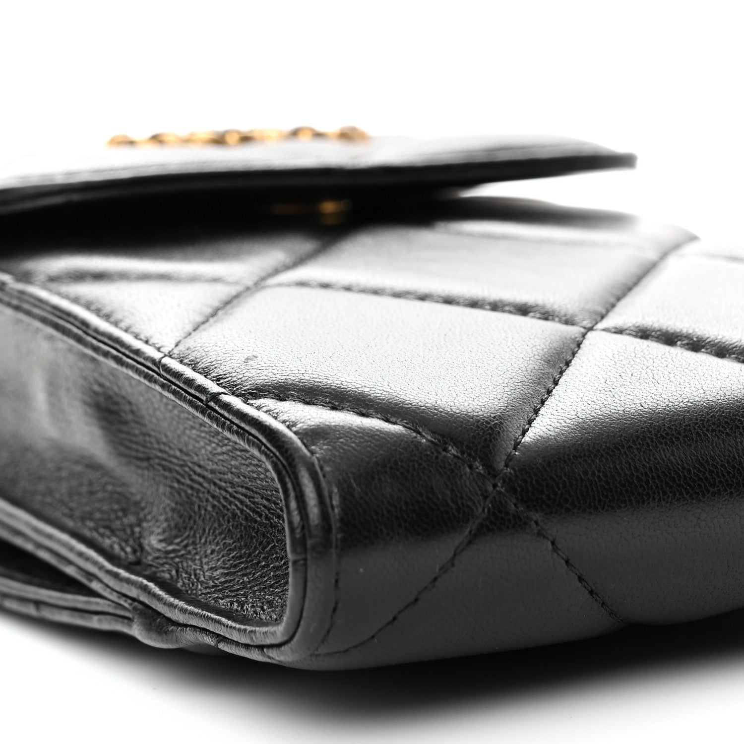 Chanel Lambskin Quilted Chanel 19 Phone Holder With Chain Black 10 of 11