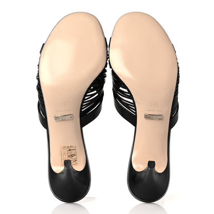Gucci Nappa Crawford Knot Mid Heel Slide Sandals 35.5 Black 5 of 8