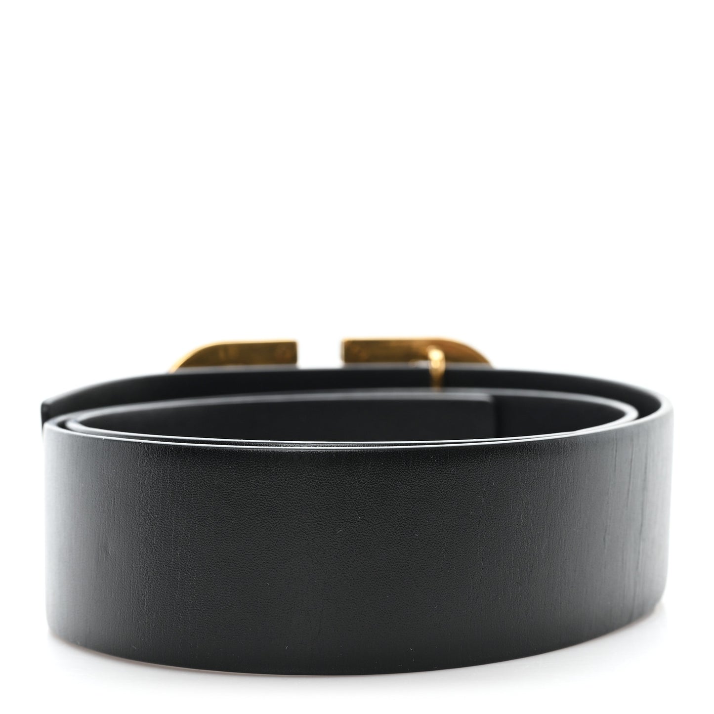 Glossy Calfskin Monochrome VLogo Belt 75 30 Black