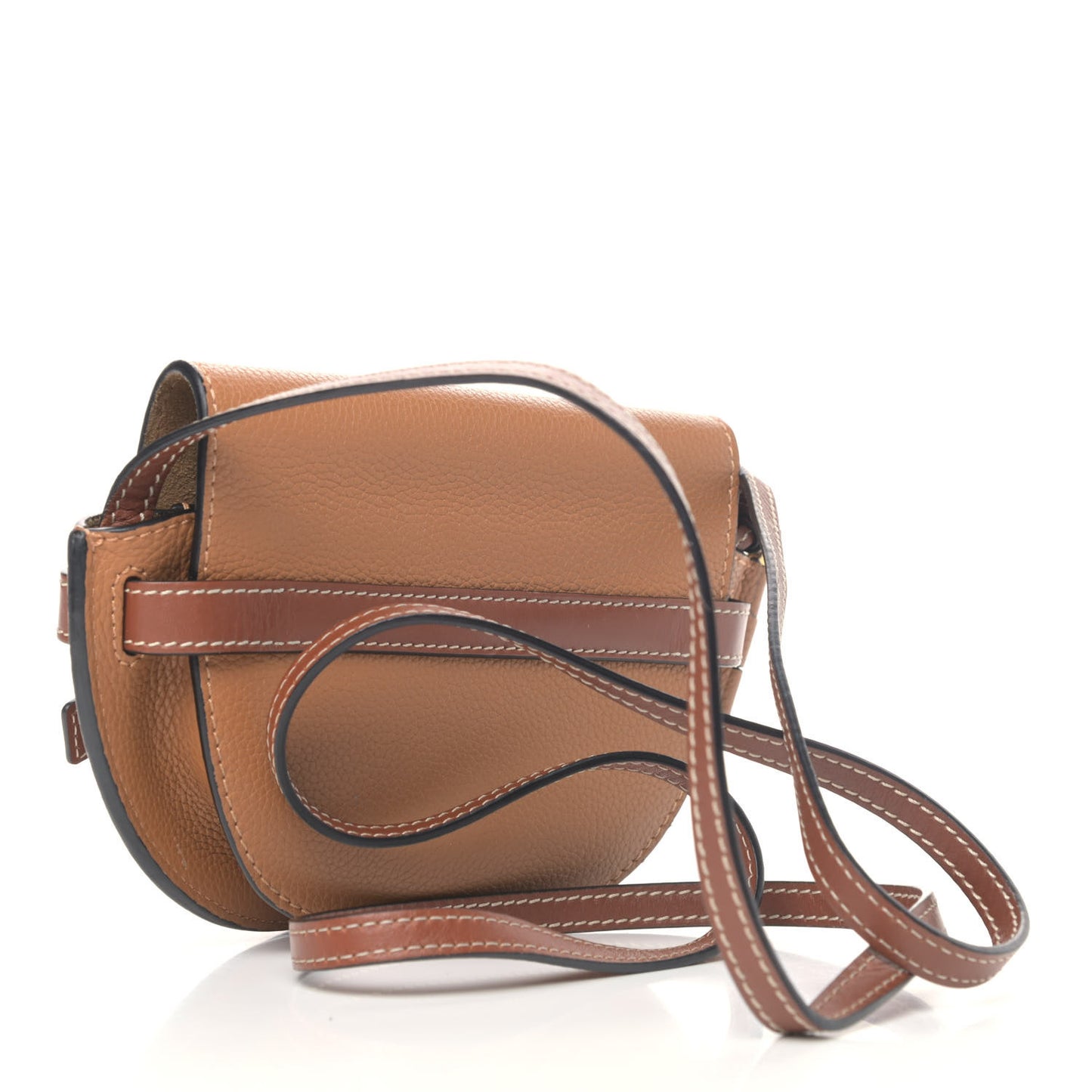 Grained Calfskin Mini Gate Crossbody Bag Caramel Pecan