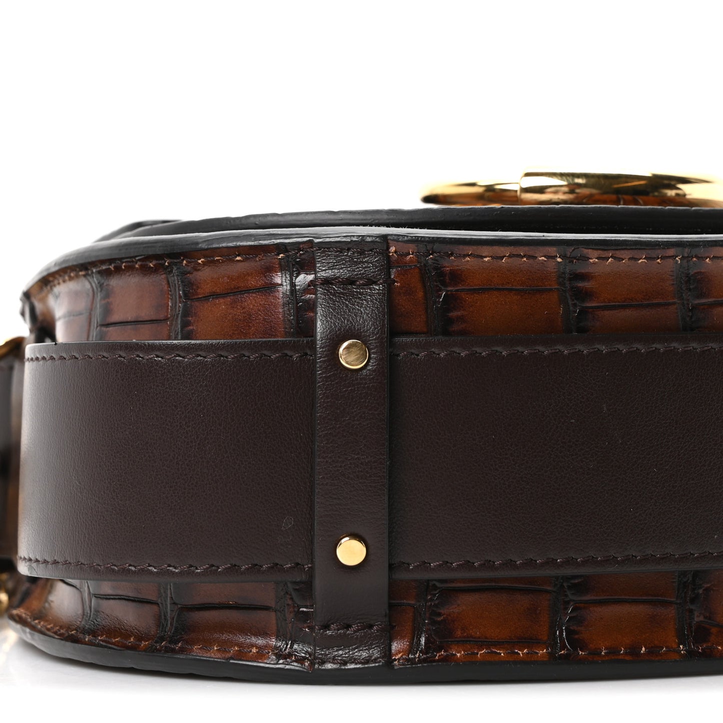 Calfskin Crocodile Embossed Small Tess Bag Dark Ebony