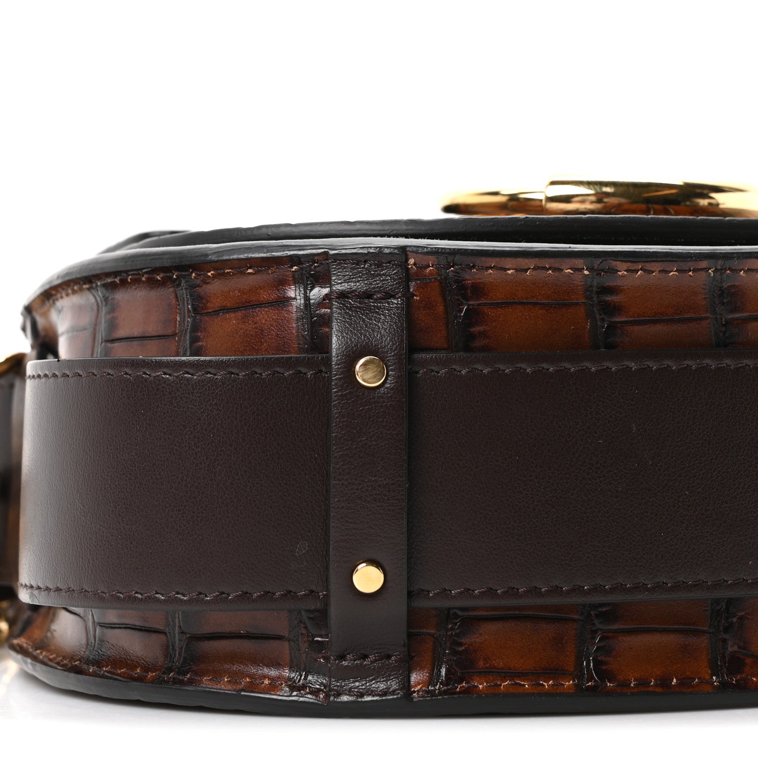 Chloe Calfskin Crocodile Embossed Small Tess Bag Dark Ebony 8 of 9