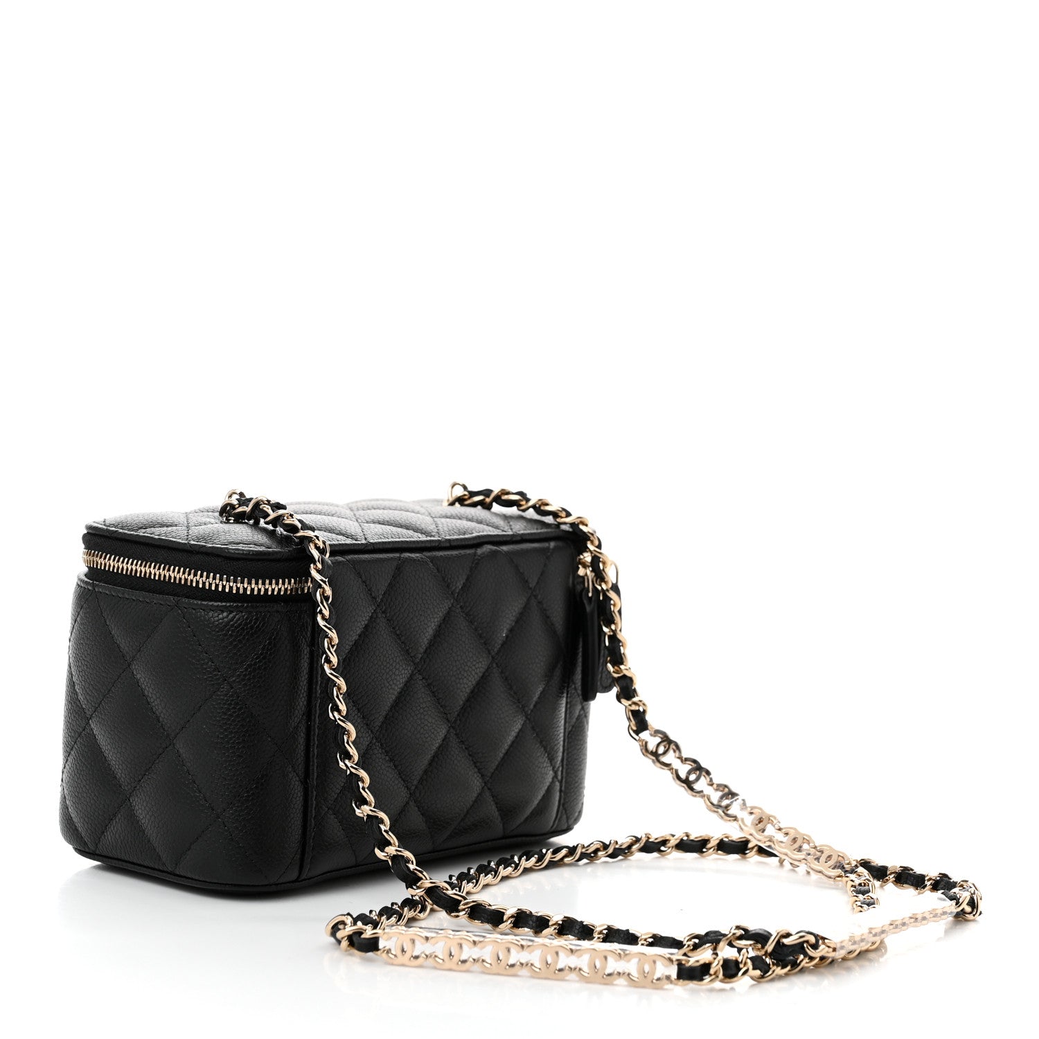 Chanel Caviar Quilted Small Tiny CC Vanity Case With Chain Black 2 of 11