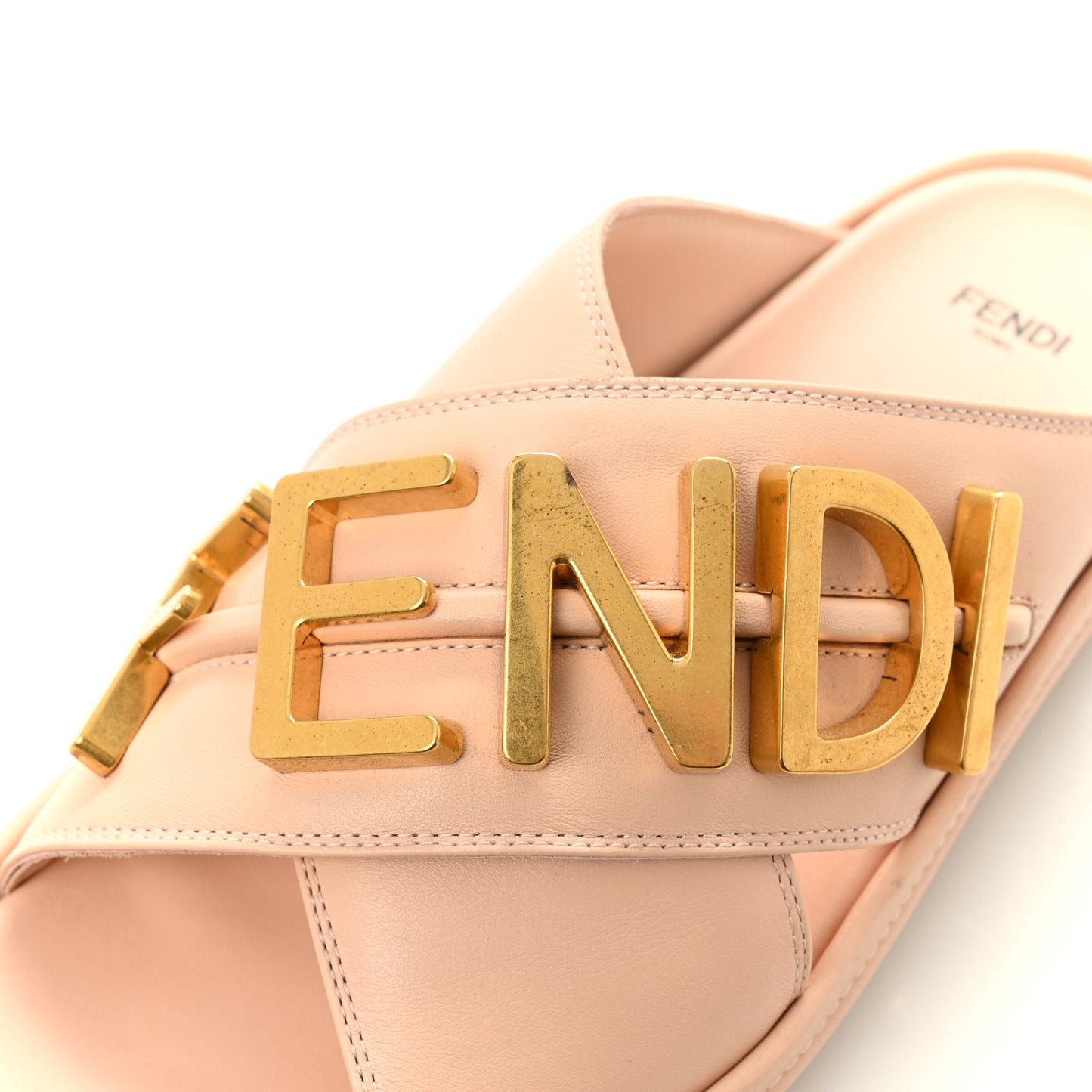 Vitello Womens Fendigraphy Slide Sandals 37 Light Rose