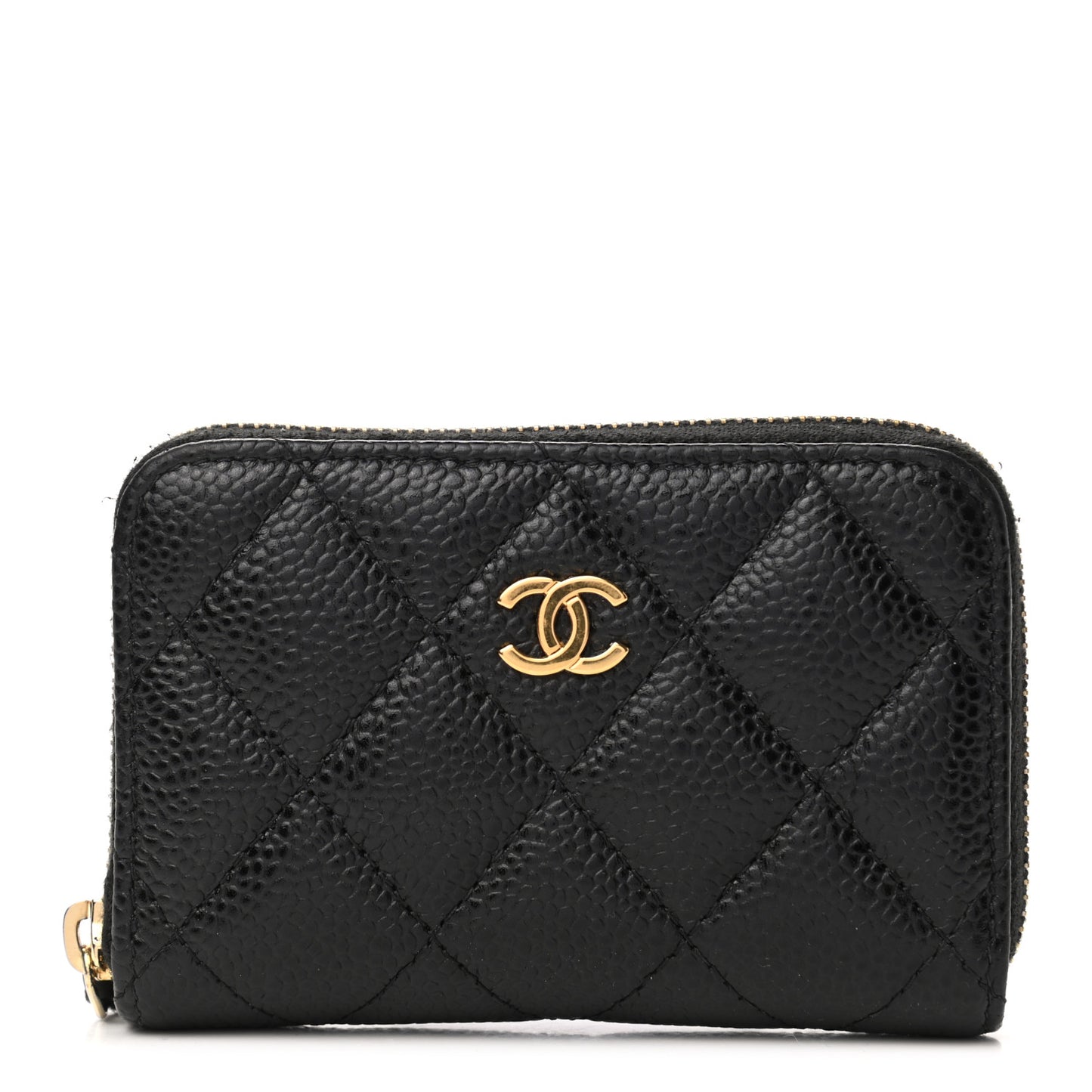 Caviar Quilted Zip Coin Purse Black