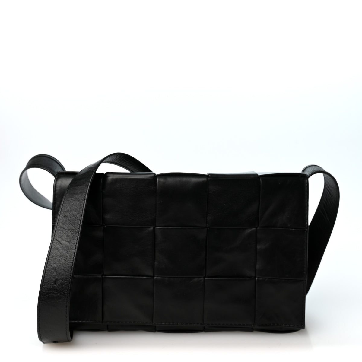 Bottega Veneta Paper Calfskin Maxi Intreccio Cassette Crossbody Bag Black 1 of 9