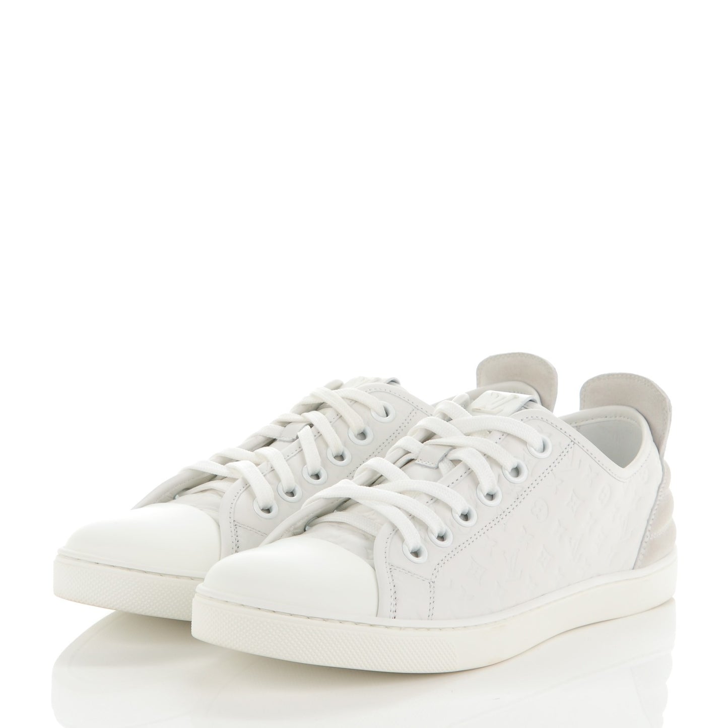 Calfskin Suede Monogram Punchy Sneaker 39 White