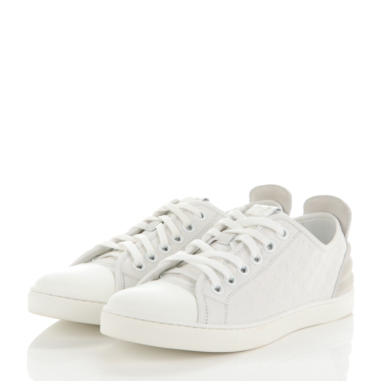 Louis Vuitton Calfskin Suede Monogram Punchy Sneaker 39 White 3 of 8
