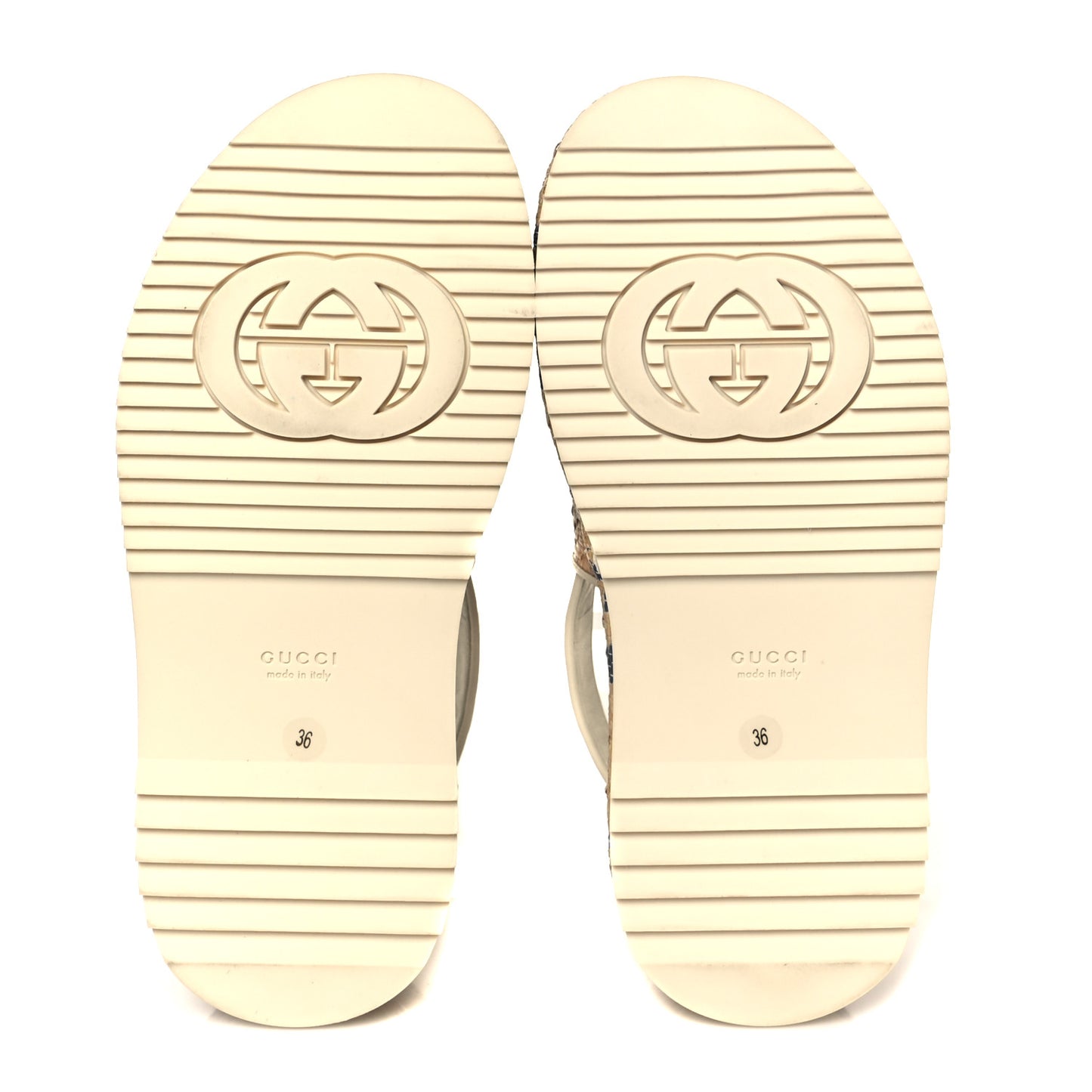 Raffia GG Monogram Granada Kid Angelina Platform 35mm Slingback Sandals 36 Natural Royale Mystic White