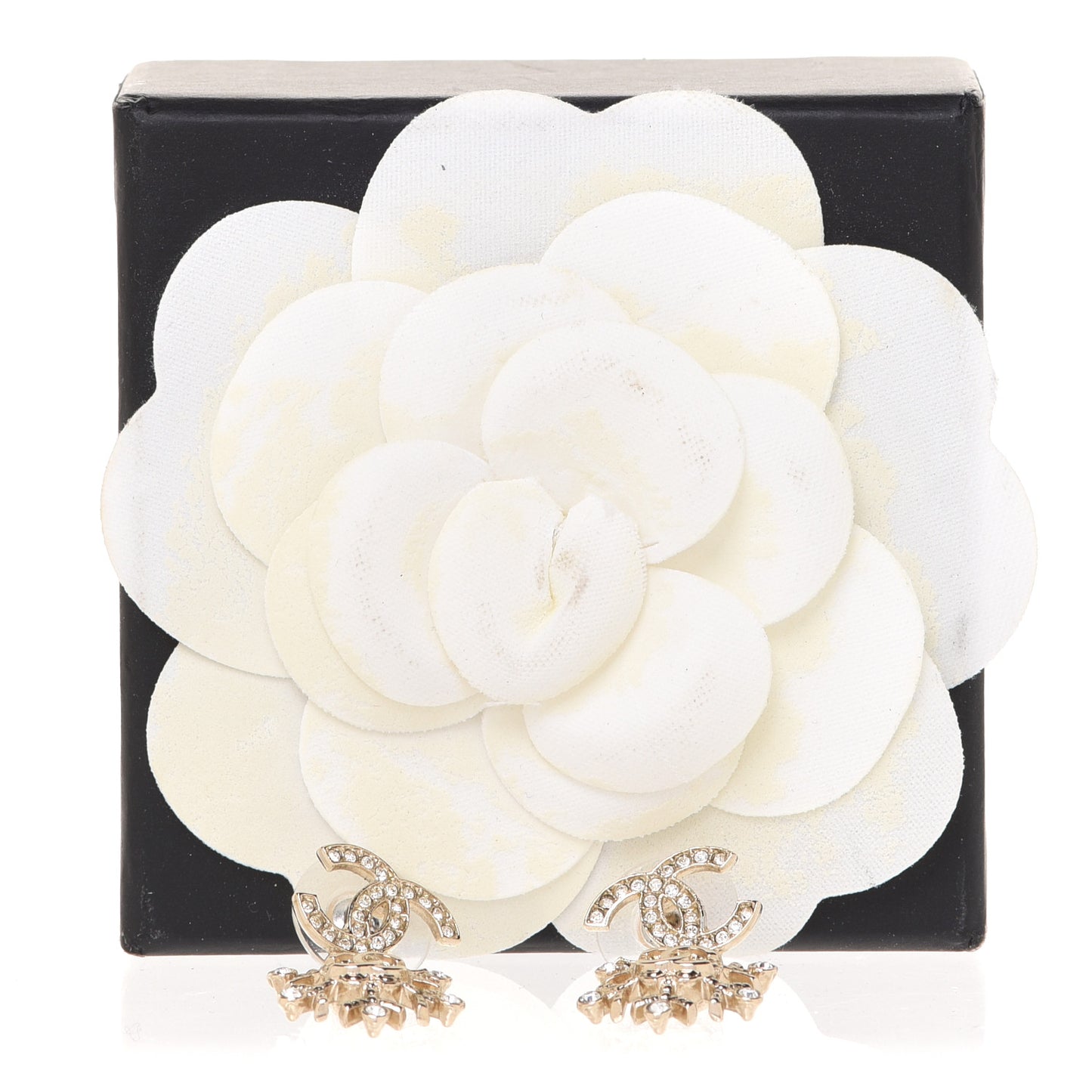 Crystal Snowflake CC Drop Earrings Gold