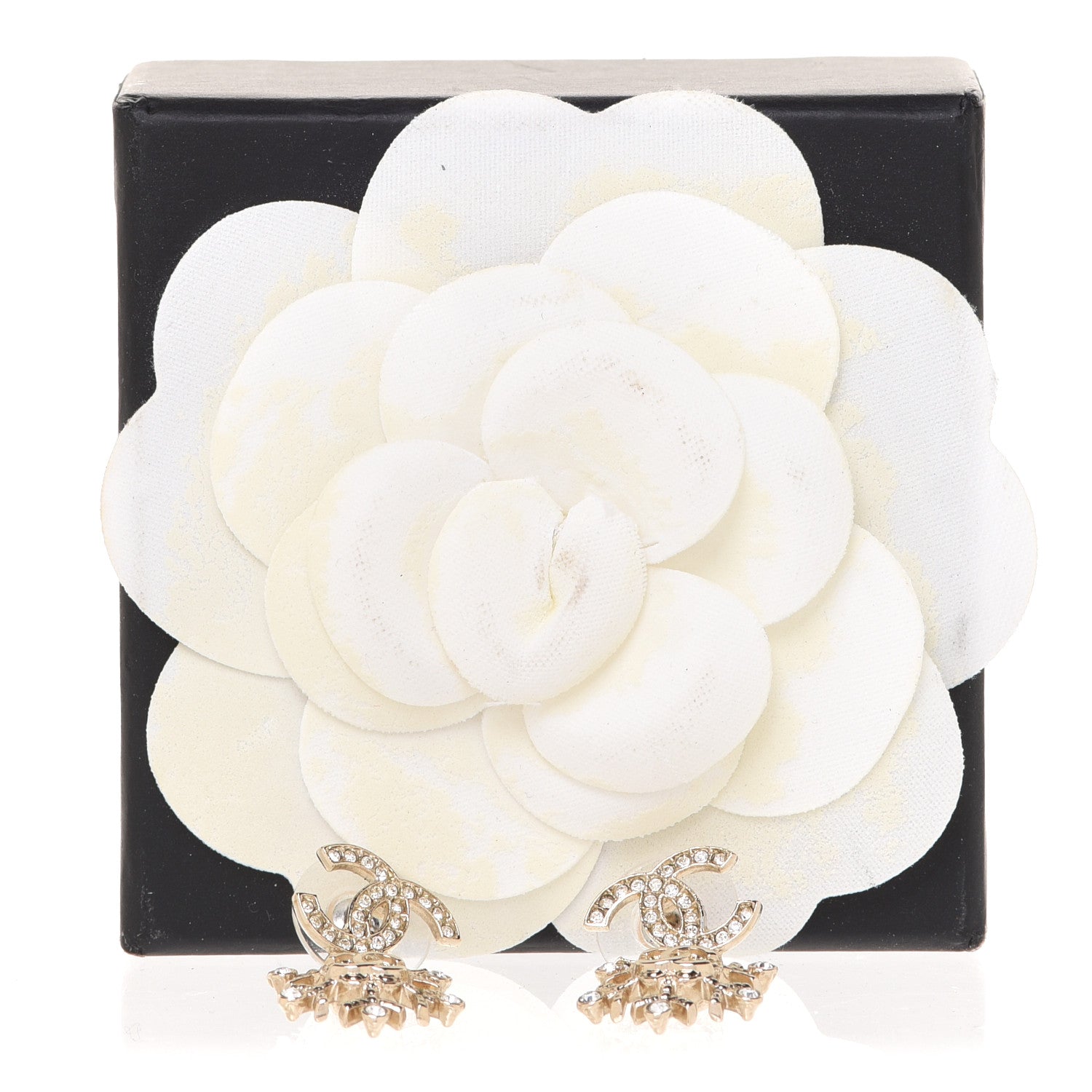 Chanel Crystal Snowflake CC Drop Earrings Gold 5 of 5