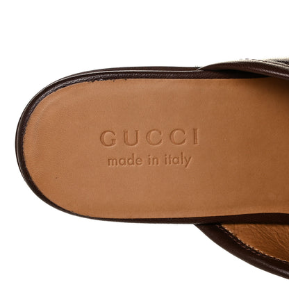 Gucci Goatskin Mens Horsebit Slippers 6 Brown 7 of 9