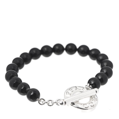 Tiffany Sterling Silver Black Onyx Bead Toggle Bracelet 1 of 4