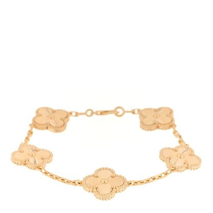 Van Cleef & Arpels 18K Yellow Gold 5 Motifs Guilloche Vintage Alhambra Bracelet 1 of 3