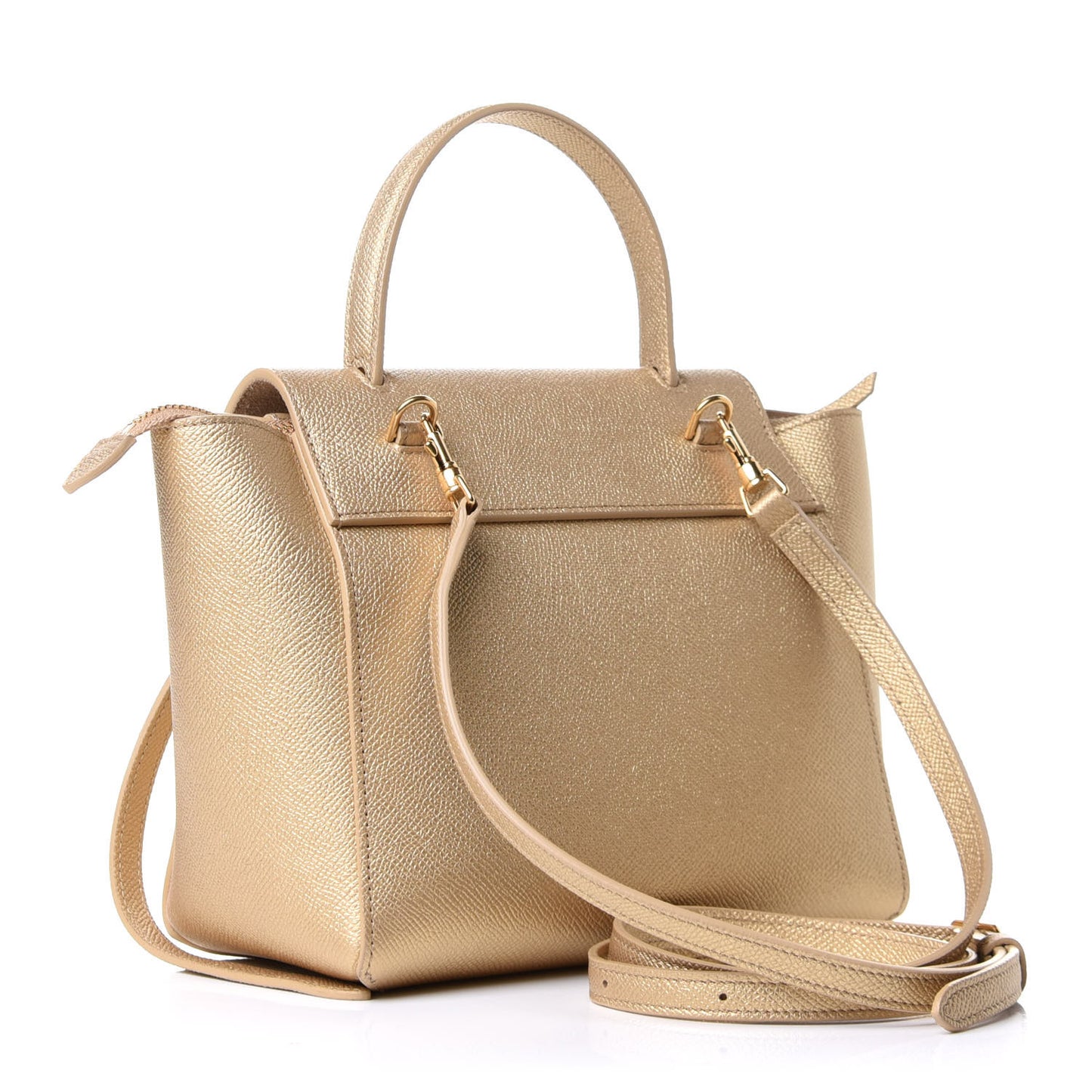 Laminated Calfskin Nano Belt Bag Gold