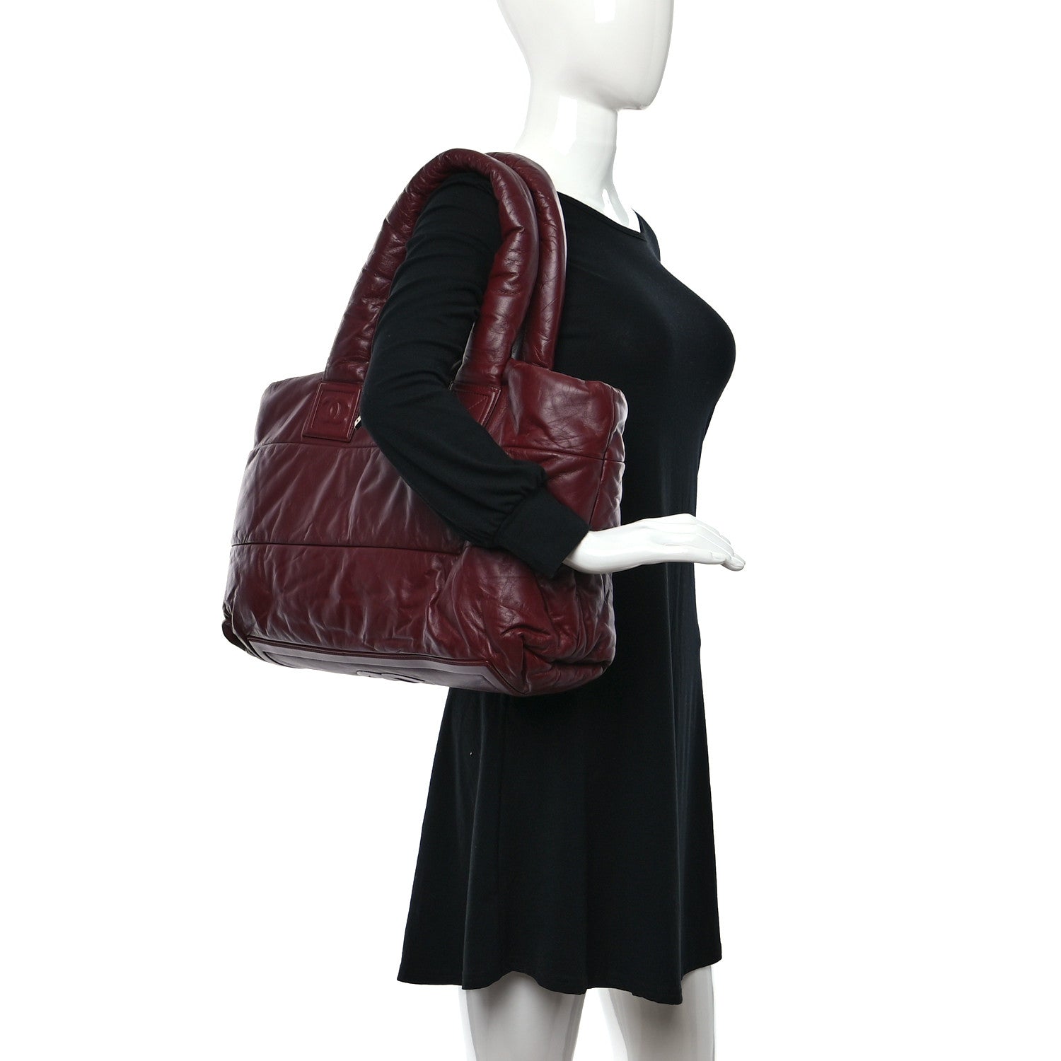 Chanel Lambskin Quilted Large Coco Cocoon Tote Burgundy 2 of 9
