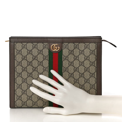 Gucci GG Supreme Monogram Web Ophidia Pouch Brown 2 of 10