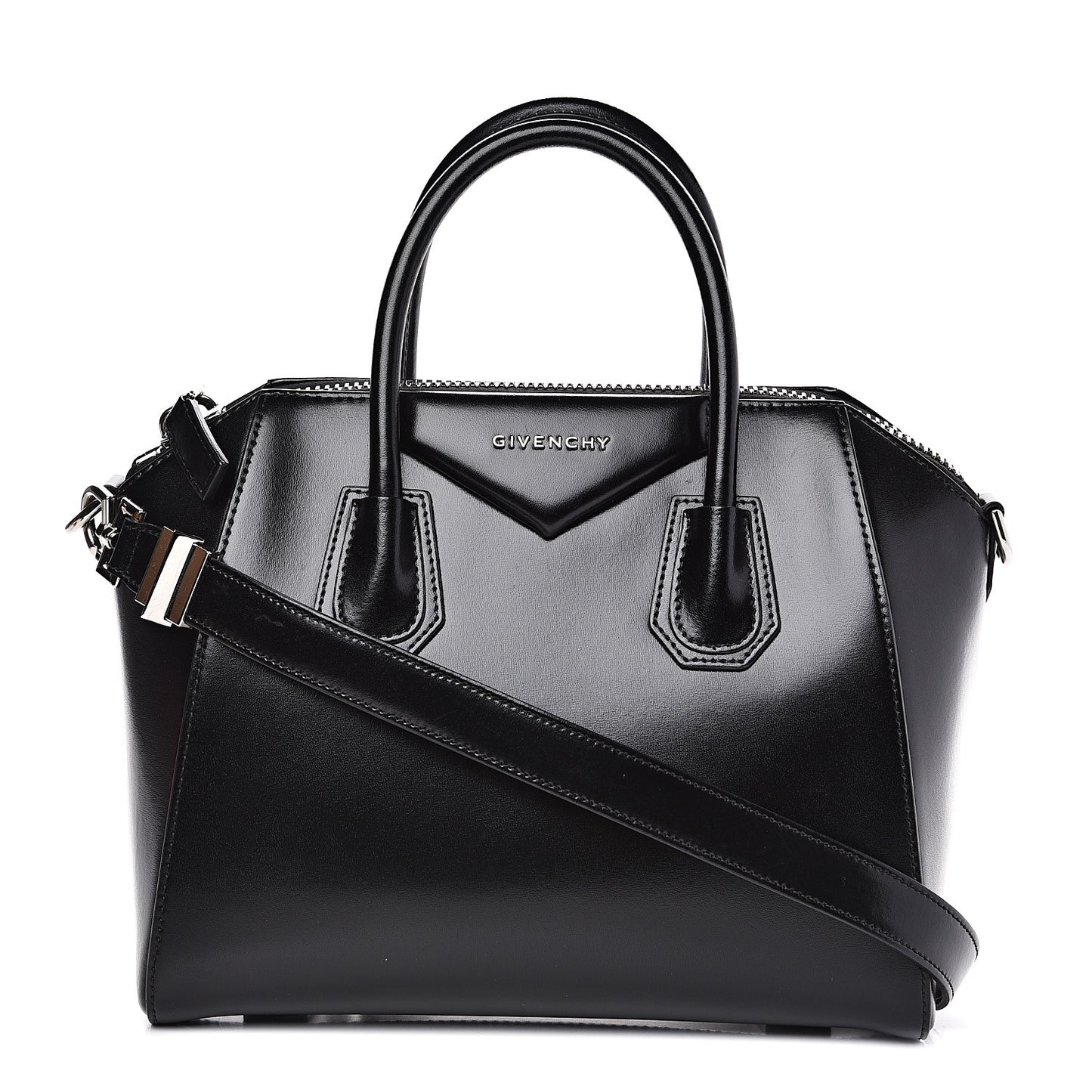 Shiny Lord Calfskin Small Antigona Black