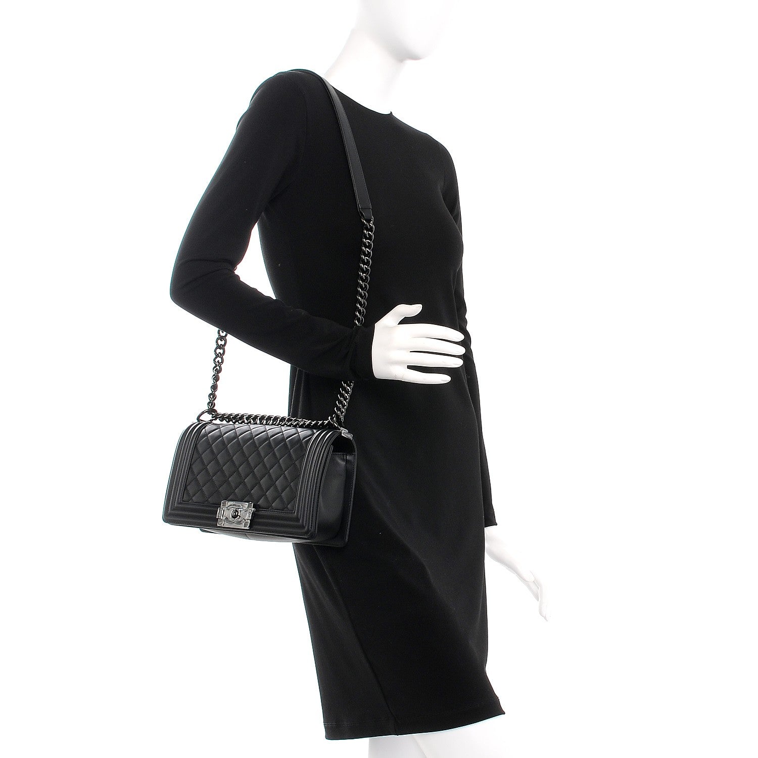 Chanel Calfskin Quilted Medium Boy Flap So Black 2 of 8
