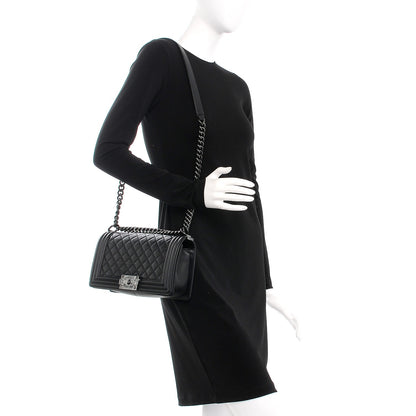 Chanel Calfskin Quilted Medium Boy Flap So Black 2 of 8