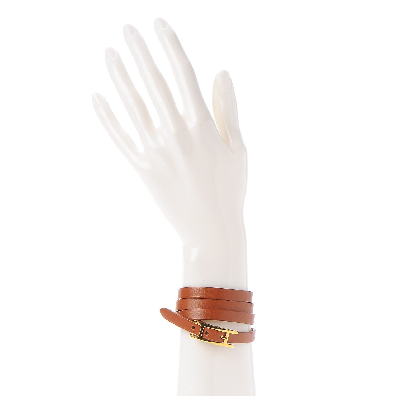 Hermes Barenia Hapi 3 MM Triple Tour Bracelet S Fauve 2 of 7