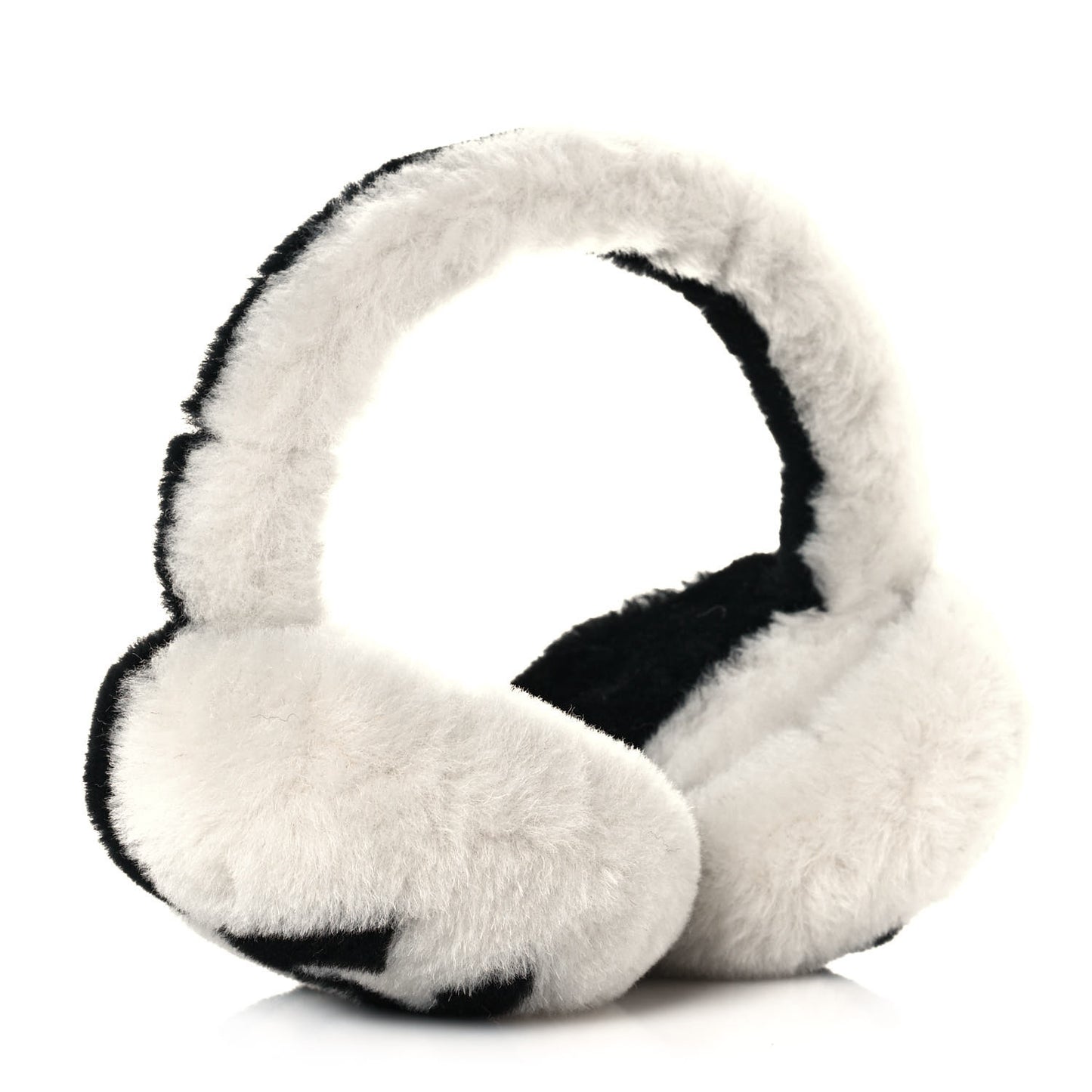 Shearling CC Ear Muffs Black White