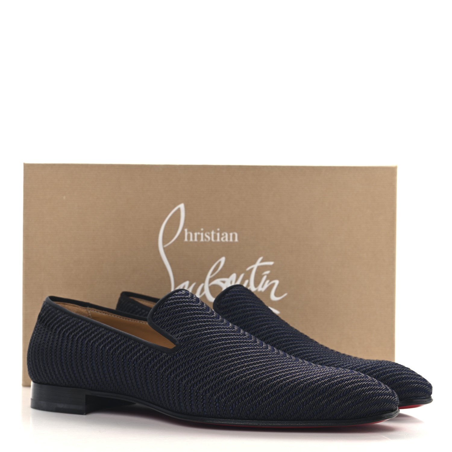 Christian Louboutin Tresse Cruising Mens Dandelion Flat Loafers 43 Black Navy 9 of 9