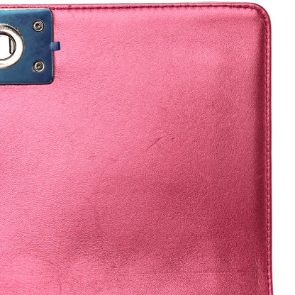 Chanel Metallic Patent Calfskin Quilted Medium Boy Flap Pink 12 of 16