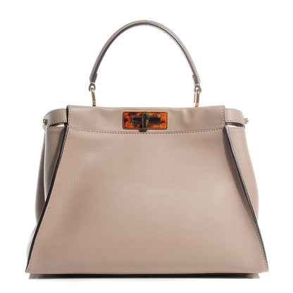 Fendi Vitello Seta Plexiglass Tortoise Medium Peekaboo Iconic Satchel Tortora 1 of 10