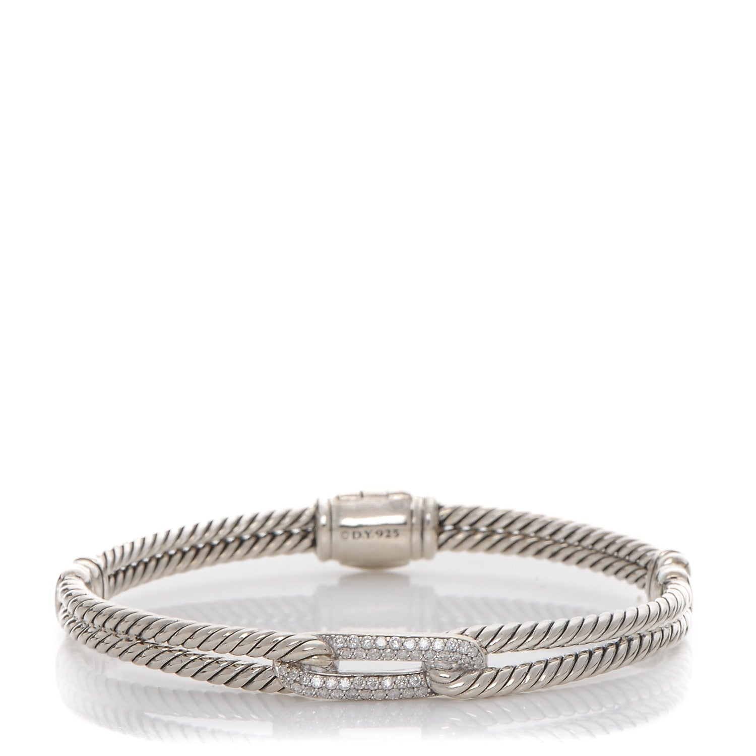 David Yurman Sterling Silver Diamond 7mm Mini Loop Labyrinth Bracelet 1 of 5