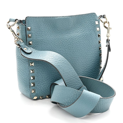 Valentino Garavani Pebbled Calfskin Mini Rockstud Flip-Lock Messenger Bag Atlantique 4 of 17