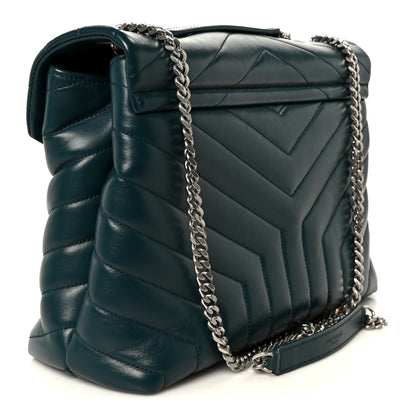 Saint Laurent Calfskin Y Quilted Monogram Medium Loulou Chain Satchel Dark Turquoise 3 of 11