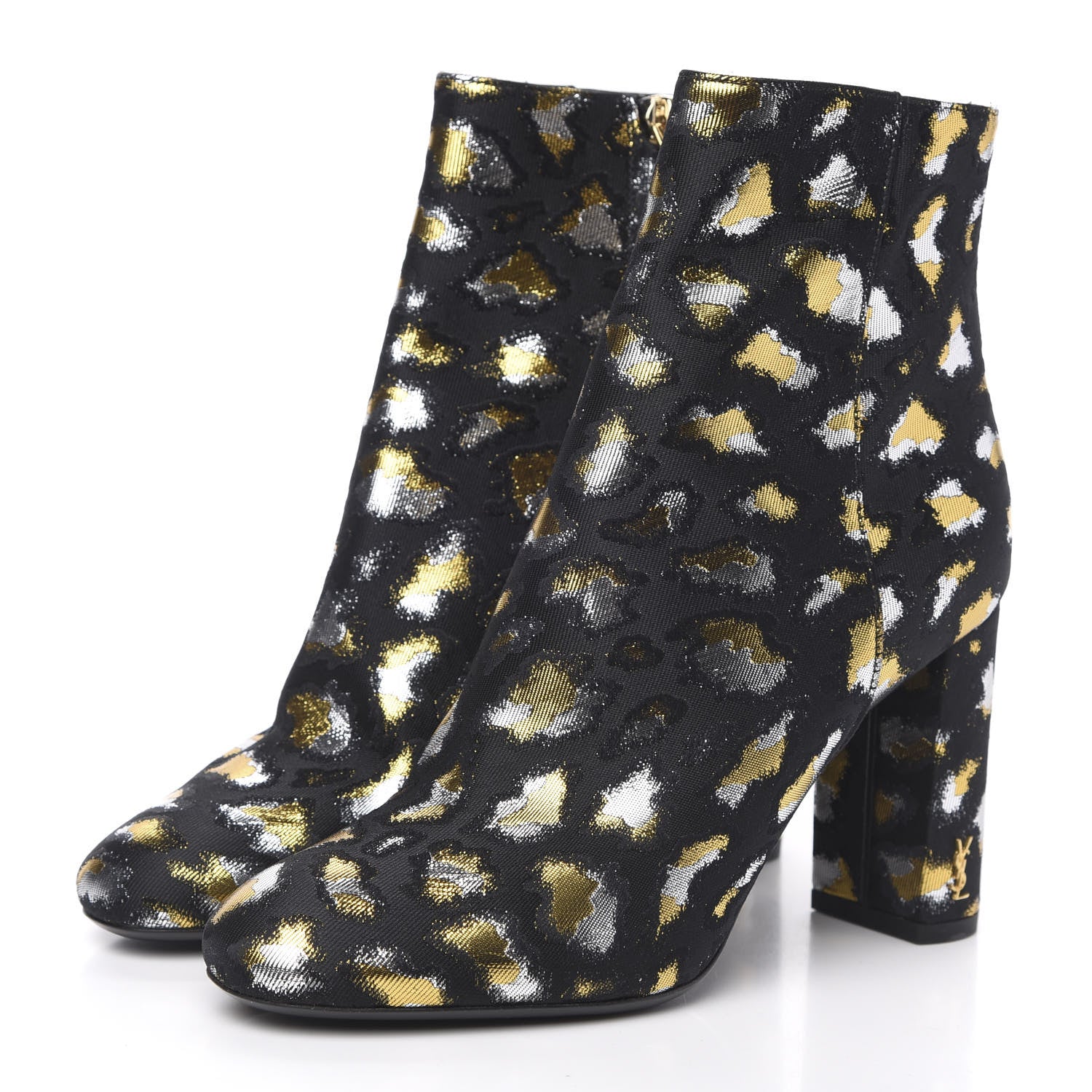 Saint Laurent Jacquard Leopard Loulou Ankle Boots 35.5 Oro 3 of 8