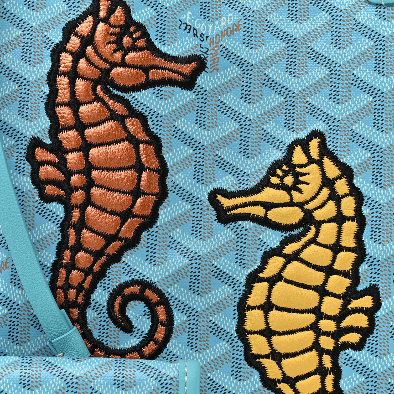Goyard Goyardine Embroidered Seahorse Reversible Anjou PM Turquoise 12 of 17