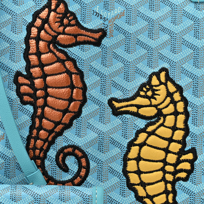 Goyard Goyardine Embroidered Seahorse Reversible Anjou PM Turquoise 12 of 17