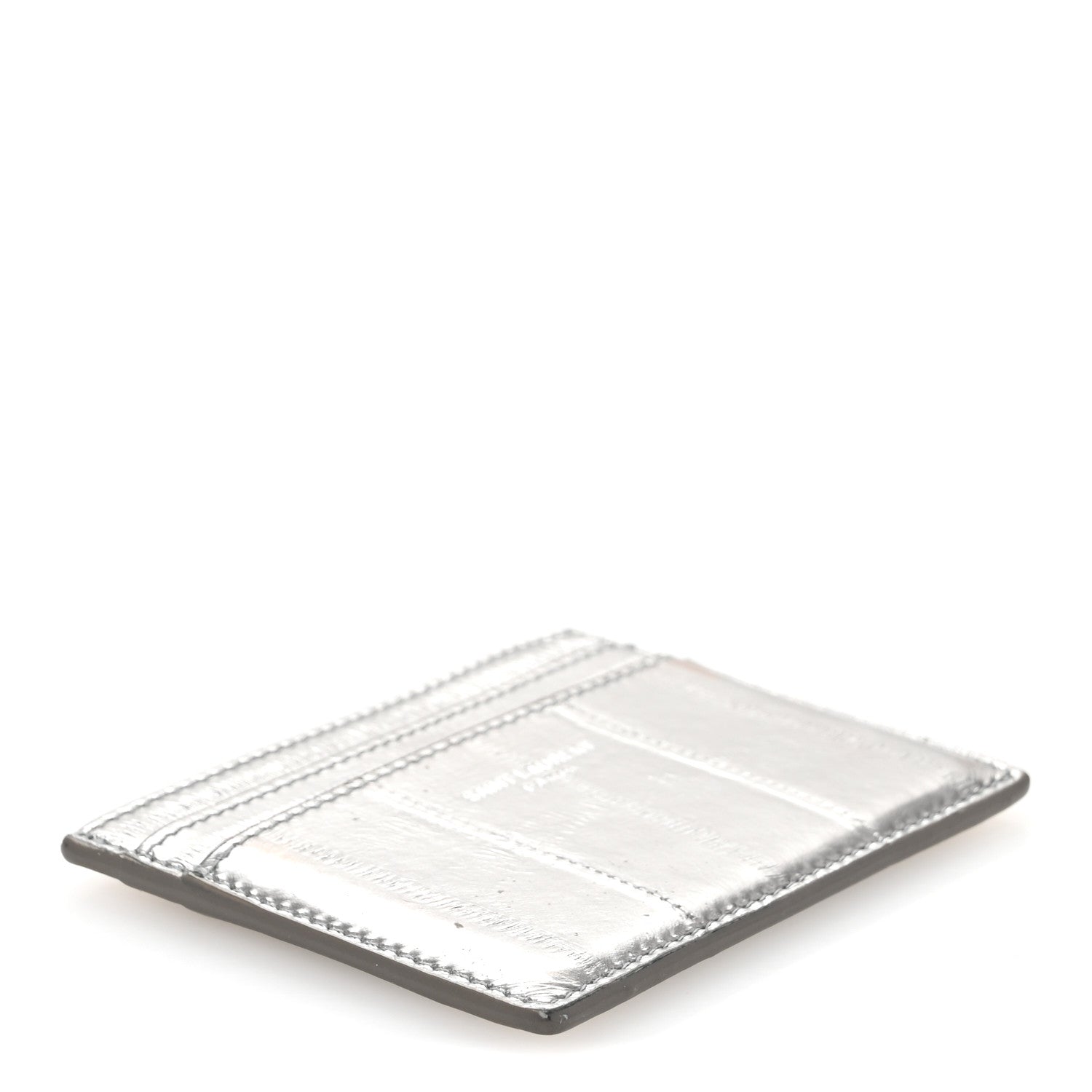 Saint Laurent Metallic Eel Credit Card Case Silver 4 of 9