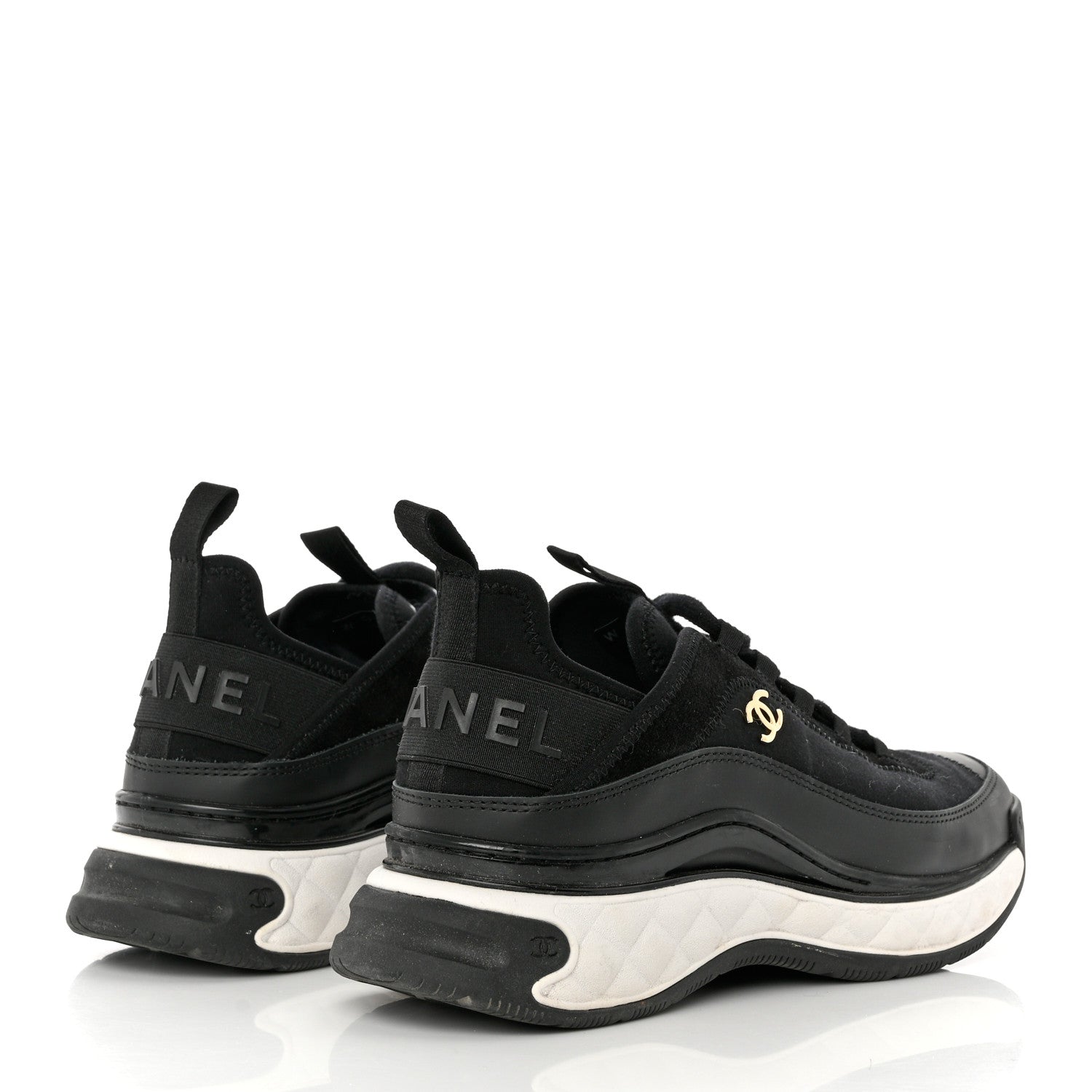 Chanel Velvet Calfskin Mixed Fibers CC Sneakers 38.5 Black 4 of 7