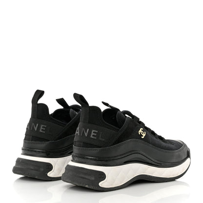 Chanel Velvet Calfskin Mixed Fibers CC Sneakers 38.5 Black 4 of 7