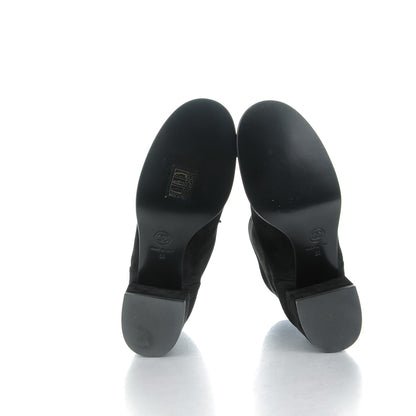 Chanel Suede Patent Calfskin Pearl Cap Toe Short Boots 36 Black 5 of 7